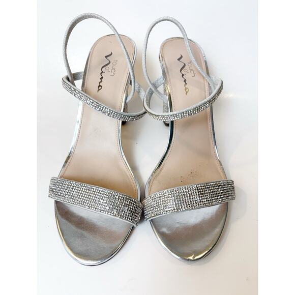 Nina Glittering Silver Block Heels - Picture 3 of 10